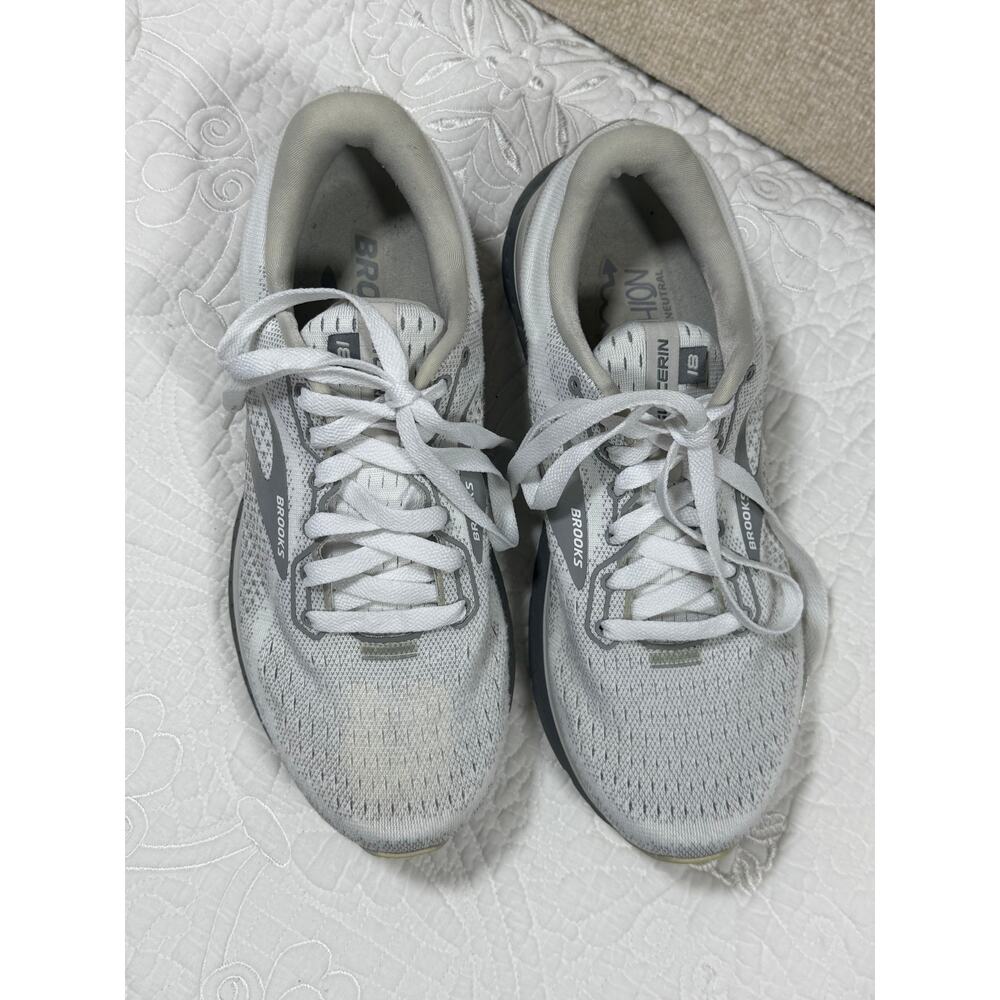 Brooks Women's 8W White Gray Glycerin 18 Lace Up Running Shoes Cushion Support - Picture 9 of 10